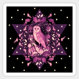 Starry Indigo Sepia Barn Owl Magnet